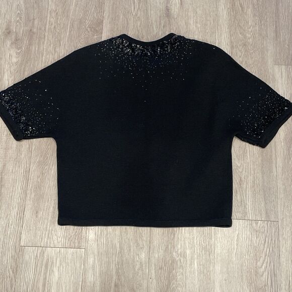 Women Cardigan 10 Holiday Party Layering Sequin Wool Retro Glam Statement - Picture 4 of 8